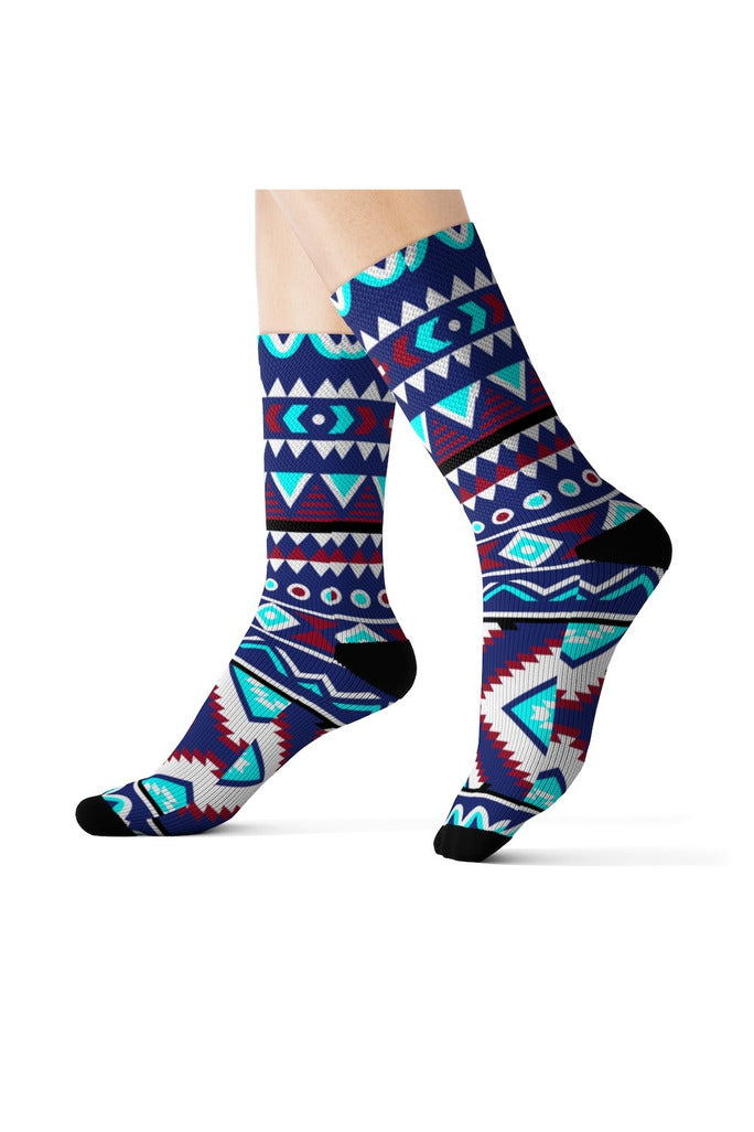 Aqua Aztec Sublimation Socks - Objet D'Art