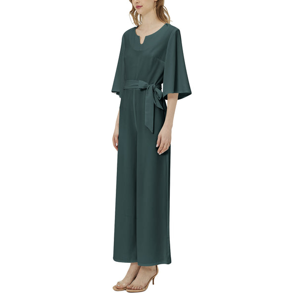 Dolman Sleeve Belted Wide Leg Jumpsuit - Objet D'Art
