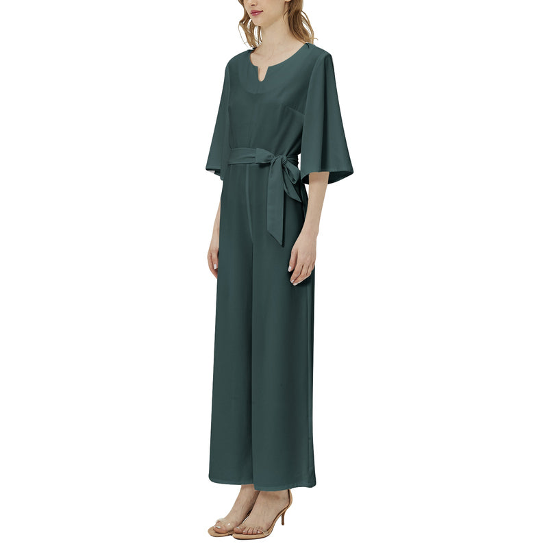 Dolman Sleeve Belted Wide Leg Jumpsuit - Objet D'Art