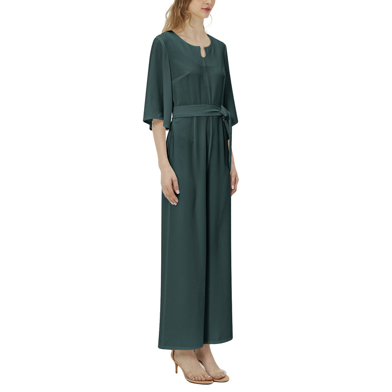 Dolman Sleeve Belted Wide Leg Jumpsuit - Objet D'Art