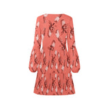 pineapple mono print V-Neck Loose Fit Dress (Model D62) - Objet D'Art