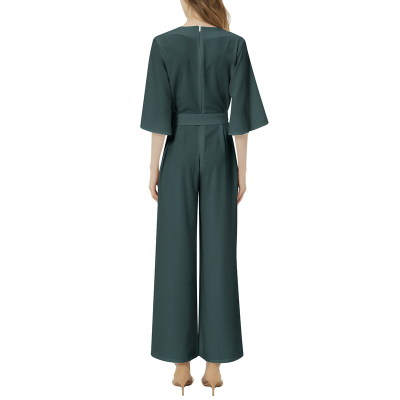 Dolman Sleeve Belted Wide Leg Jumpsuit - Objet D'Art