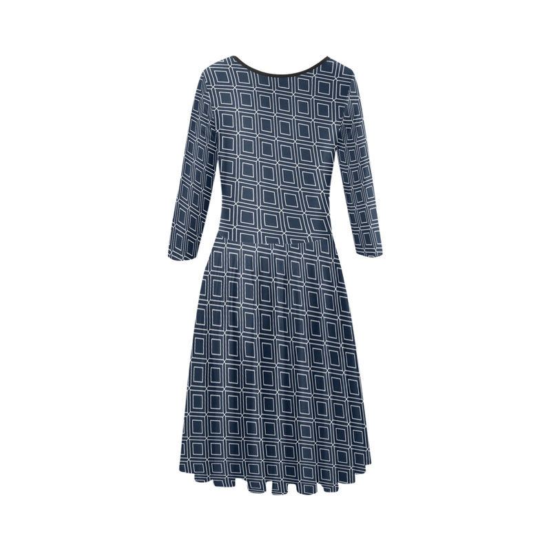 matrix square print 3 Tethys Half-Sleeve Skater Dress(Model D20)