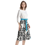 Boat Neck Belted Flared Dress - Objet D'Art