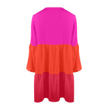 fuchsia anal2 print V-Neck Loose Fit Dress (Model D66) - Objet D'Art