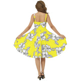 Sleeveless Square Neck Flare Hem Midi Dress - Objet D'Art
