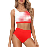 pure red print Crop Top Bikini Set (Model S21) - Objet D'Art