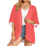 dark salmon print 2 Women's Kimono Chiffon Cover Up (Model H51) - Objet D'Art