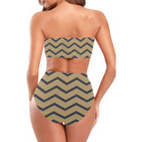 waves4 print Chest Wrap Bikini Swimsuit (Model S36) - Objet D'Art