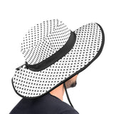 blk on wht polka dot print Wide Brim Bucket Hat - Objet D'Art