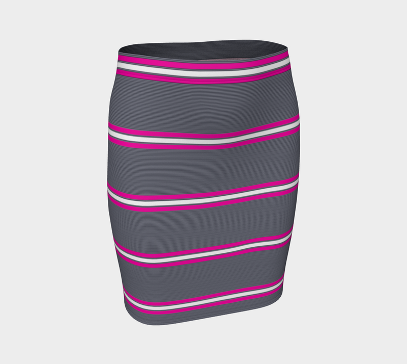 Fuchsia Striped Fitted Skirt - Objet D'Art