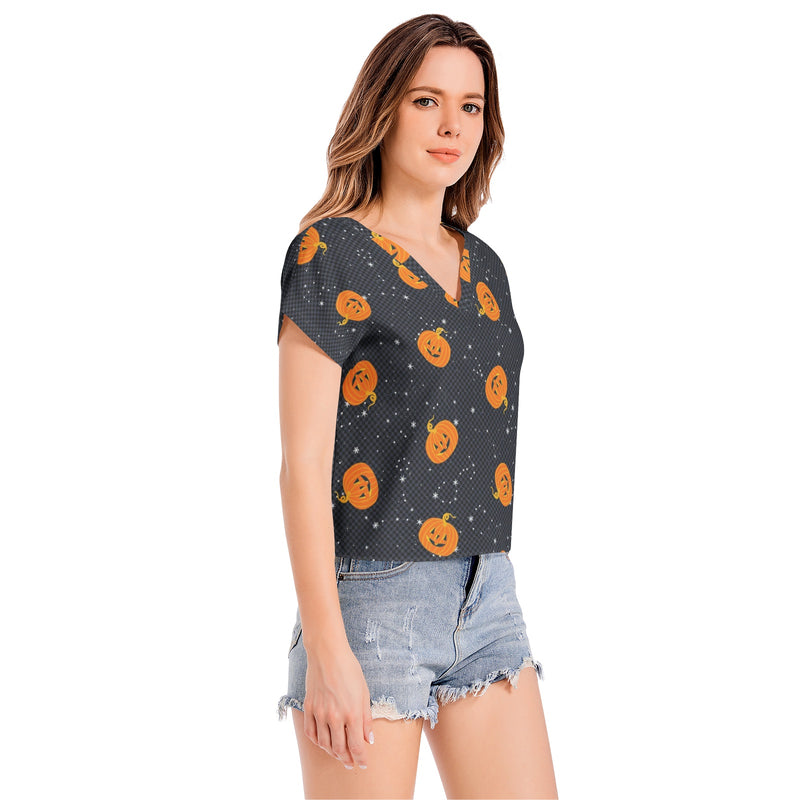 Jack O Lantern Batwing Sleeve V-Neck Top - Objet D'Art