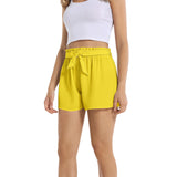 Yellow Print Women's Belted Short - Objet D'Art