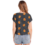 Jack O Lantern Batwing Sleeve V-Neck Top - Objet D'Art