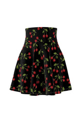 Cherry Print Women's Skater Skirt - Objet D'Art