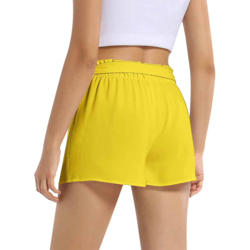 Yellow Print Women's Belted Short - Objet D'Art