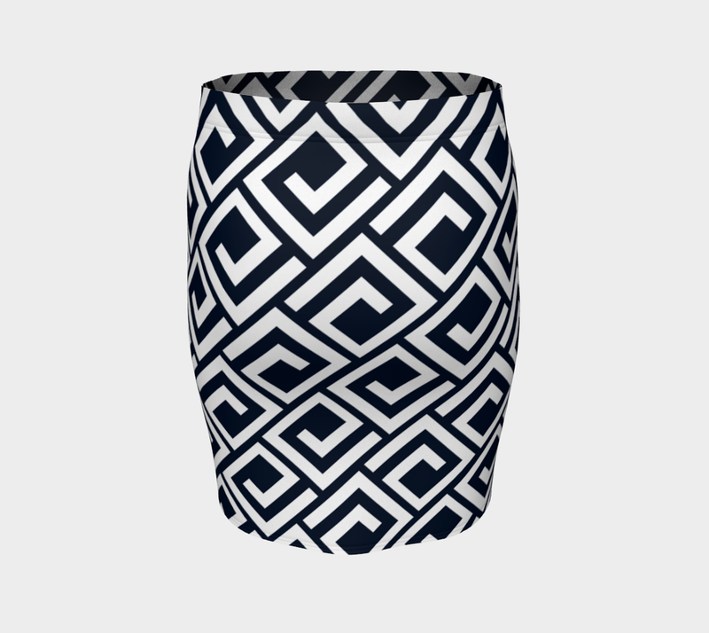 Greek Key Fitted Skirt - Objet D'Art