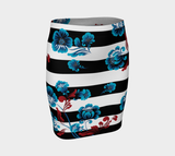 Floral Striped Fitted Skirt - Objet D'Art