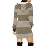 microstriped brown beige print 2 All Over Print Hoodie Mini Dress (Model H27) - Objet D'Art
