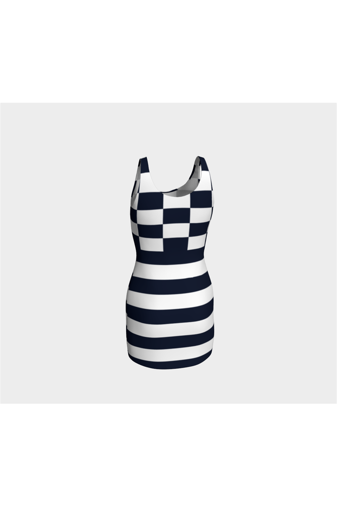 Checkered Striped Bodycon Dress - Objet D'Art