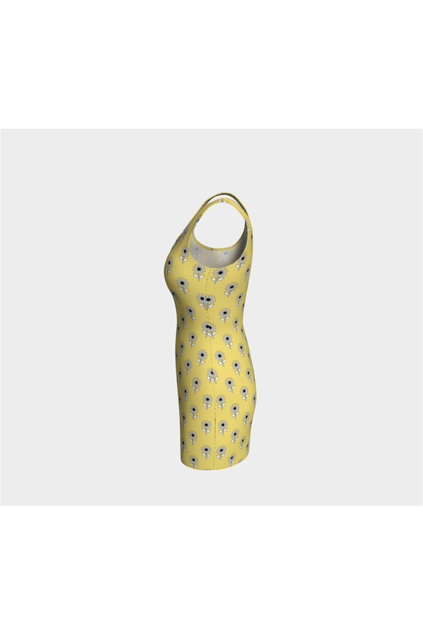 Pale Yellow Floral Bodycon Dress - Objet D'Art