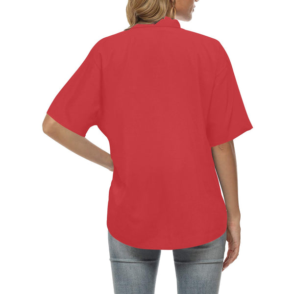 Red Rose Hawaiian Shirt for Women - Objet D'Art