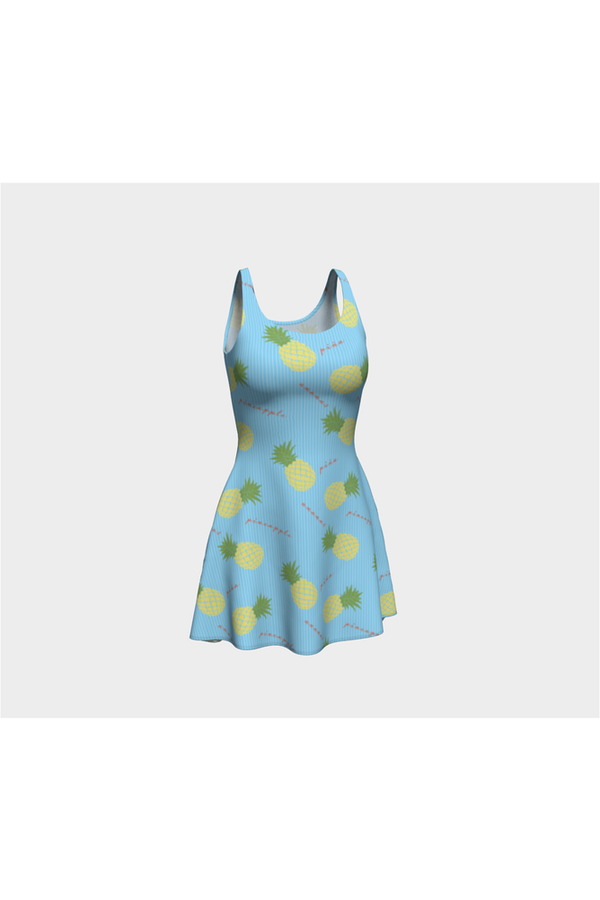 Pinstripes Pastel & Pineapple Flare Dress - Objet D'Art
