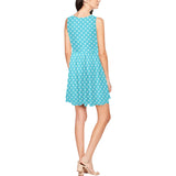 lt blue print 3A Thea Sleeveless Skater Dress(Model D19) - Objet D'Art