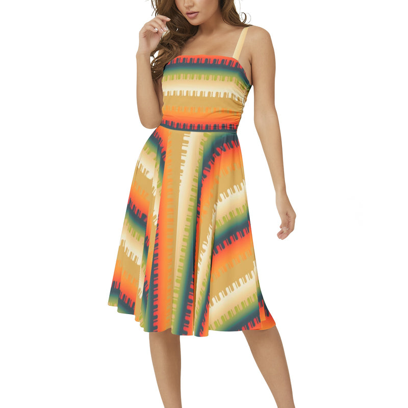 Sleeveless Square Neck Flare Hem Midi Dress - Objet D'Art