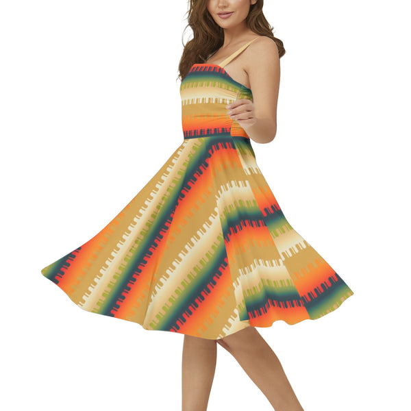 Sleeveless Square Neck Flare Hem Midi Dress - Objet D'Art