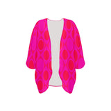 fuchsia diamond pattern Women's Kimono Chiffon Cover Up (Model H51) - Objet D'Art