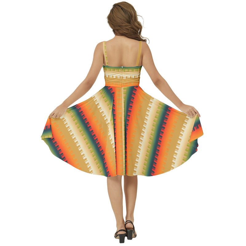 Sleeveless Square Neck Flare Hem Midi Dress - Objet D'Art