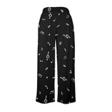 musical note blouse white on black Women's Wide Leg Lounge Pants (Model L77)