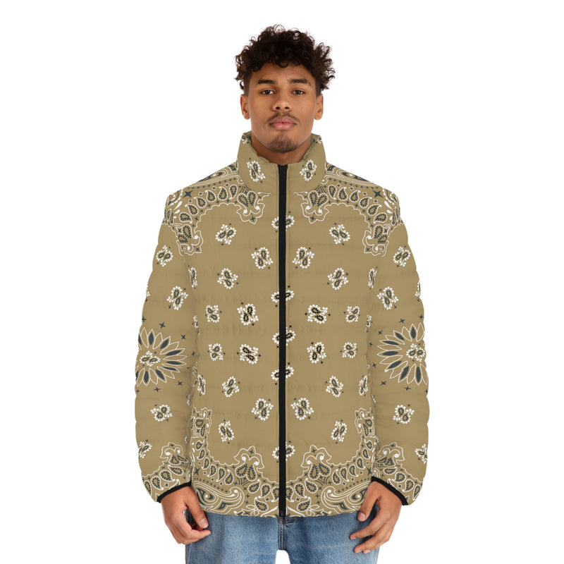 Men's Puffer Jacket (AOP) - Objet D'Art