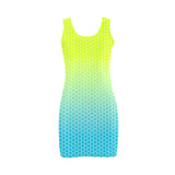 neon blue hex ombre print 4 Medea Vest Dress (Model D06) - Objet D'Art
