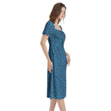 Puff Sleeve Split Thigh Midi Dress - Objet D'Art