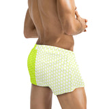 neon green hex white print 5 Men's Swim Trunks with Zipper Pocket (Model L71) - Objet D'Art