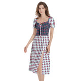 Puff Sleeve Split Thigh Midi Dress - Objet D'Art