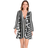 Lantern Sleeve Deep V-Neck Short Dress - Objet D'Art