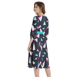 Boat Neck Belted Flared Dress - Objet D'Art