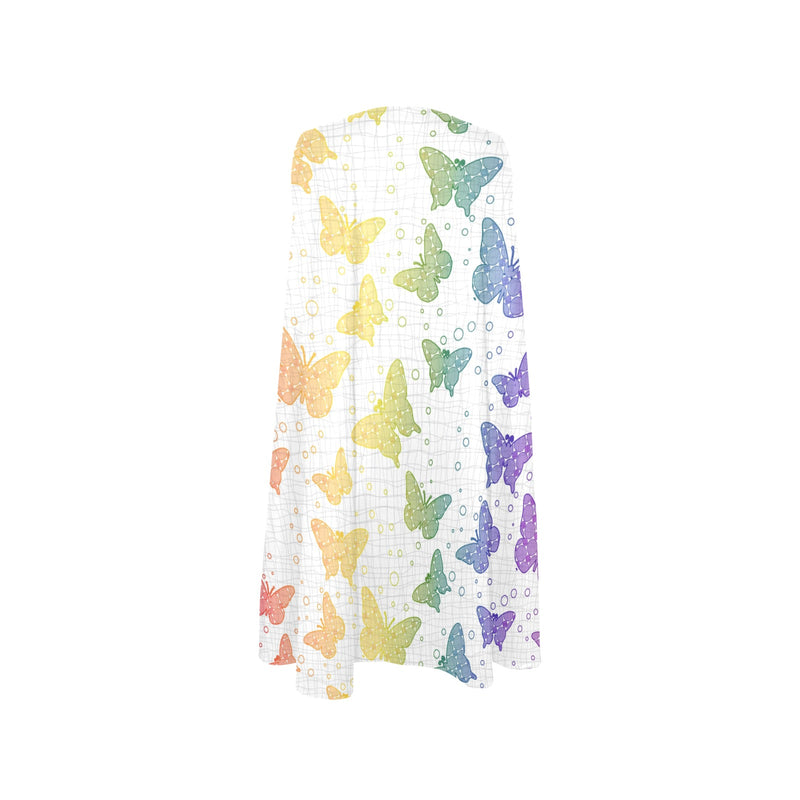 RAINBOW BUTTERFLY AND THOUGHT BUBBLES PRINT 2 Sleeveless A-Line Pocket Dress (Model D57) - Objet D'Art