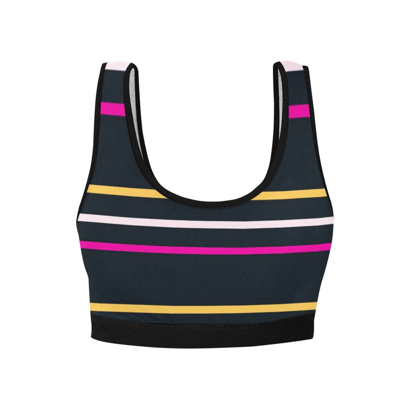 striped chained up 22 Women's All Over Print Sports Bra (Model T52) - Objet D'Art