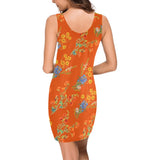 mandarin orange wildflowers Medea Vest Dress (Model D06) - Objet D'Art