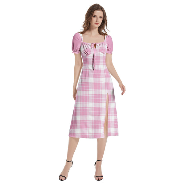 Puff Sleeve Split Thigh Midi Dress - Objet D'Art