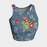 Floral Gray Athletic Top - Objet D'Art