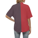 solid red hex print All Over Print Hawaiian Shirt for Women (Model T58) - Objet D'Art