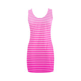 fushcia ombre striped print 2 Medea Vest Dress (Model D06) - Objet D'Art