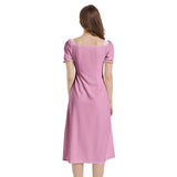 Puff Sleeve Split Thigh Midi Dress - Objet D'Art