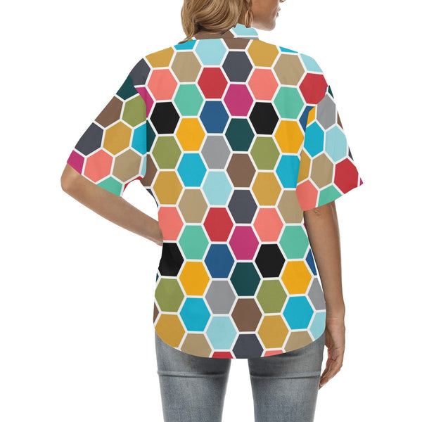 color hex print 2 All Over Print Hawaiian Shirt for Women (Model T58) - Objet D'Art