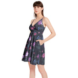 Royal Roses Spaghetti Strap Sleeveless Falred Hem Short Dress - Objet D'Art